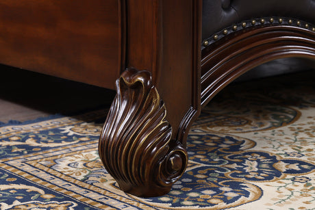 Cremona Dark Cherry Queen Leatherette Bed - Ornate Home