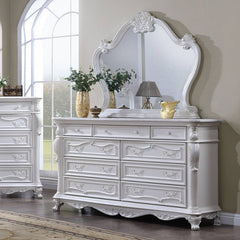Cremona White 5 Pc. Queen Bedroom Leatherette Set w/ Chest - Ornate Home