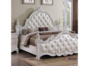 Cremona White E.King Leatherette Bed - Ornate Home