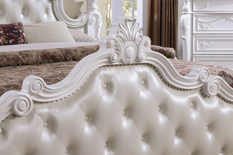 Cremona White E.King Leatherette Bed - Ornate Home