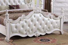 Cremona White Queen Leatherette Bed - Ornate Home