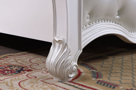 Cremona White Queen Leatherette Bed - Ornate Home