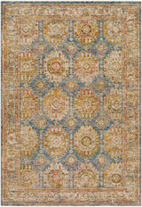 Crescentia Blue & Beige Textured Rug with Fringes - Ornate Home