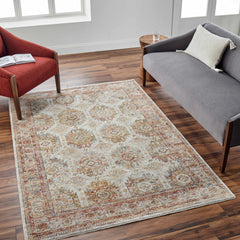 Crescentia Cream Textured Rug with Fringes - Ornate Home