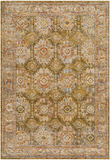 Crescentia Green Textured Rug with Fringes - Ornate Home