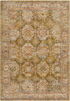Crescentia Green Textured Rug with Fringes - Ornate Home