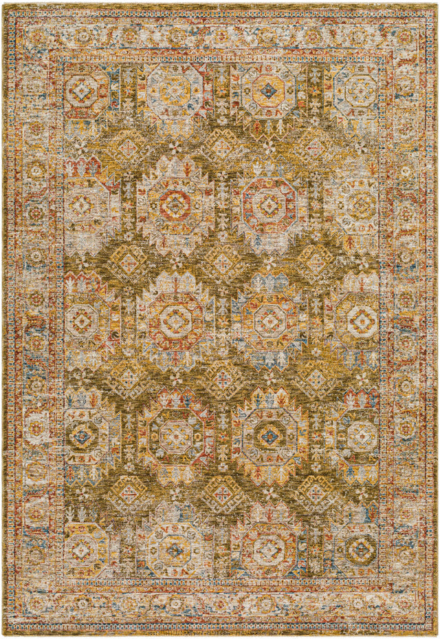 Crescentia Green Textured Rug with Fringes - Ornate Home