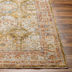Crescentia Green Textured Rug with Fringes - Ornate Home