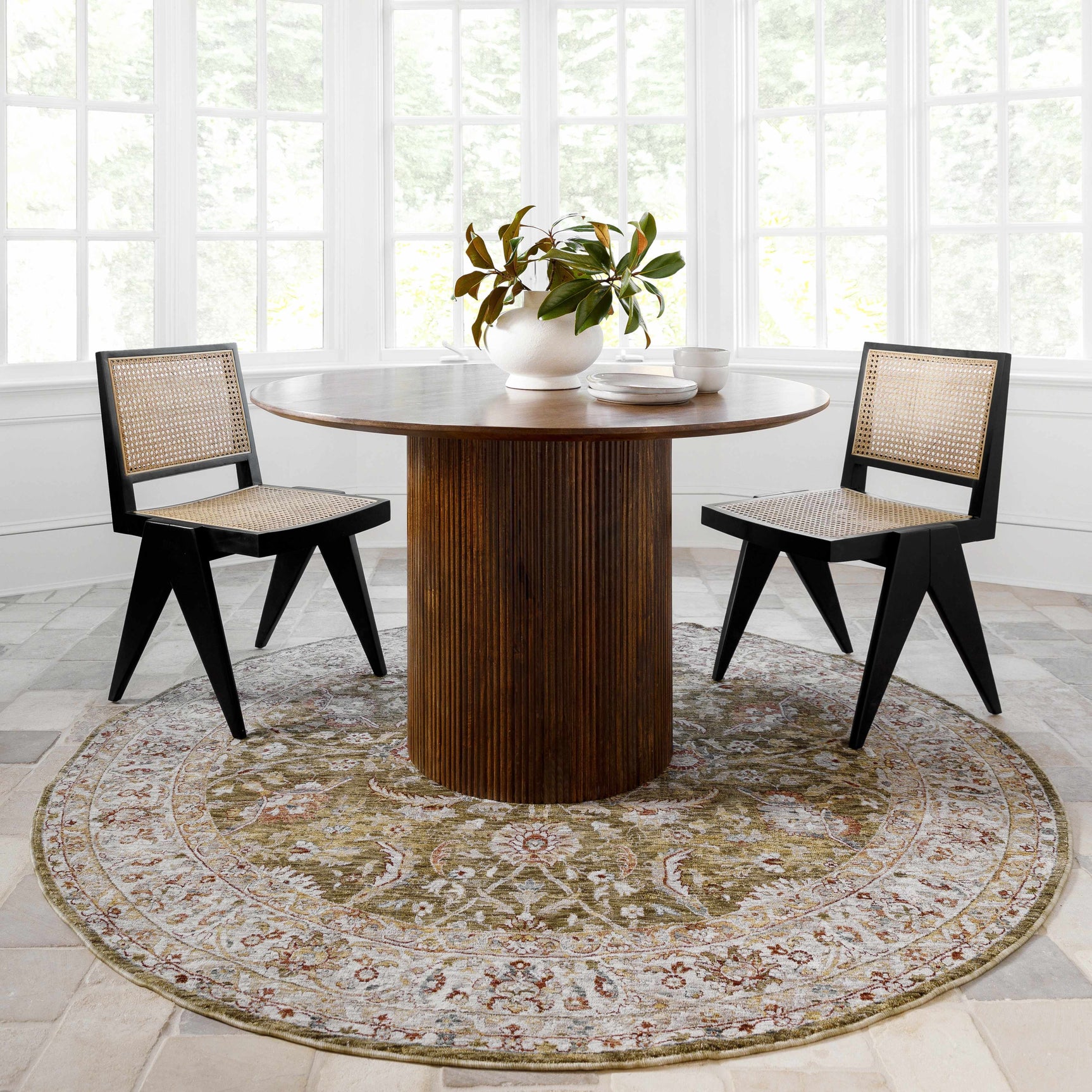 Crescentia Green Textured Rug with Fringes - Ornate Home