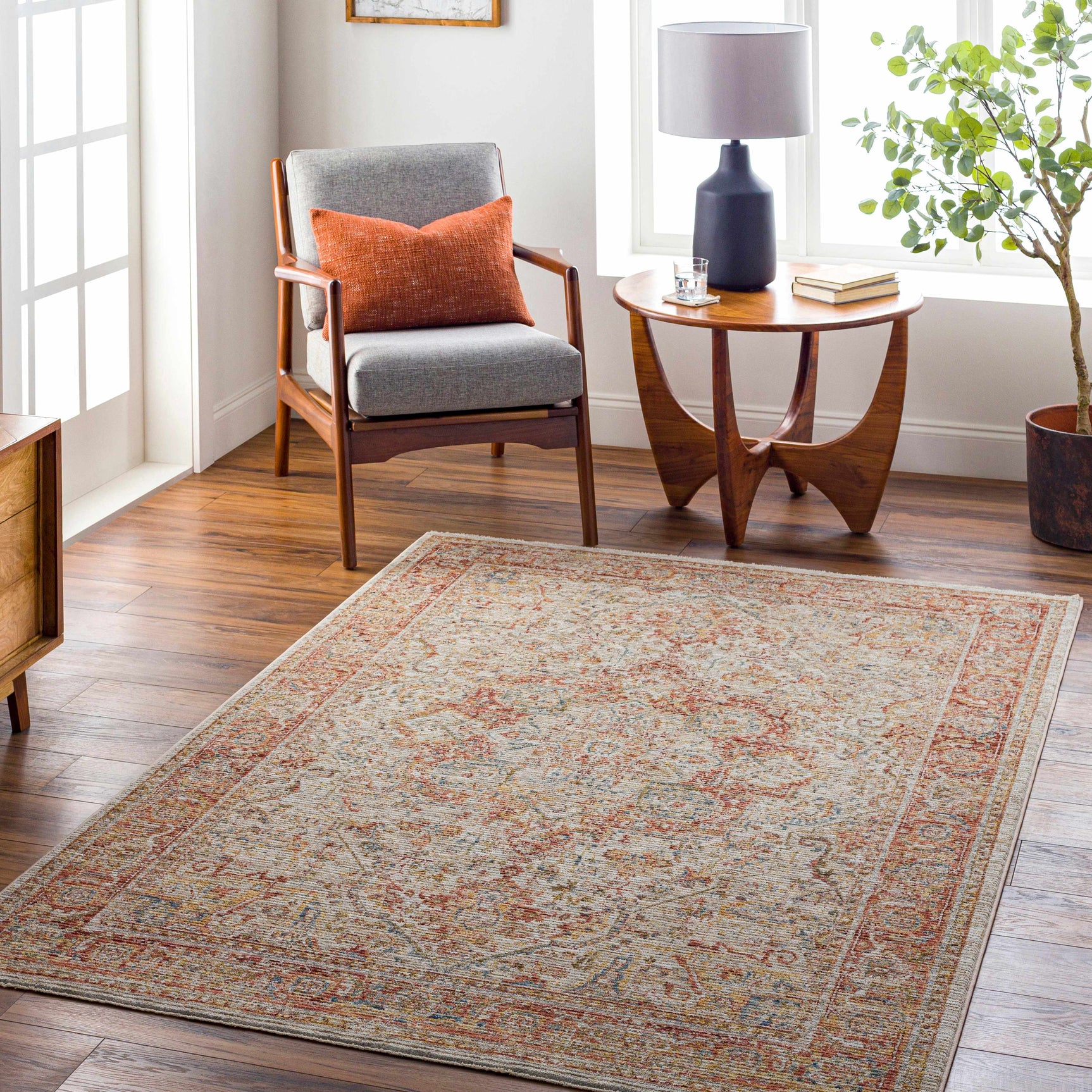 Cress Rust Rich Textured Traditional Rug - Ornate Home