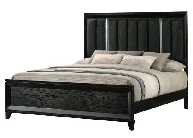 Cressida Black Upholstered LED Panel Bedroom Set - Ornate Home