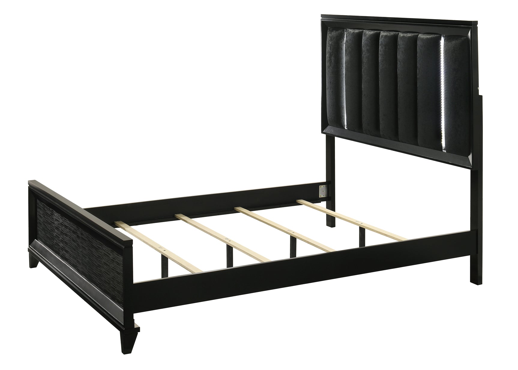 Cressida Black Upholstered LED Panel Bedroom Set - Ornate Home