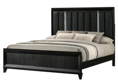 Cressida Black Upholstered LED Panel Bedroom Set - Ornate Home