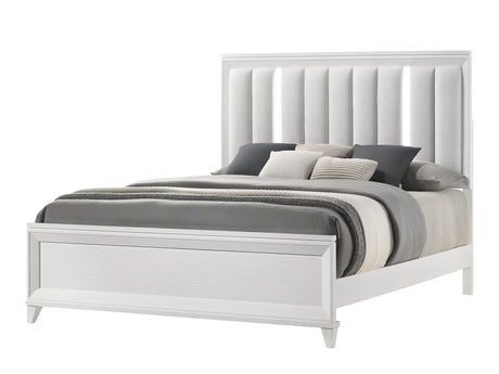 Cressida White King Upholstered LED Panel Bed - Ornate Home