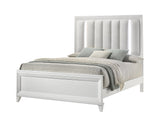 Cressida White Queen Upholstered LED Panel Bed - Ornate Home