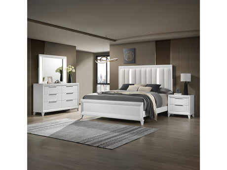 Cressida White Upholstered LED Panel Bedroom Set - Ornate Home