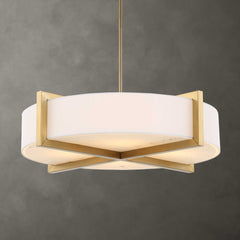 Cresson Brass/White 4 Light Drum Pendant - Ornate Home