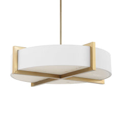 Cresson Brass/White 4 Light Drum Pendant - Ornate Home