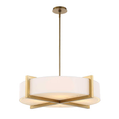 Cresson Brass/White 4 Light Drum Pendant - Ornate Home