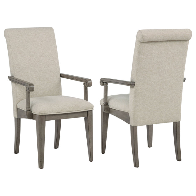 Cresswell Tan Upholstered Dining Arm Chair (Set Of 2) - Ornate Home