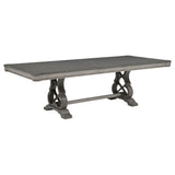 Cresswell Weathered Taupe 104-inch Double Pedestal Extension Dining Table - Ornate Home