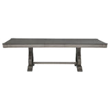 Cresswell Weathered Taupe 104-inch Double Pedestal Extension Dining Table - Ornate Home