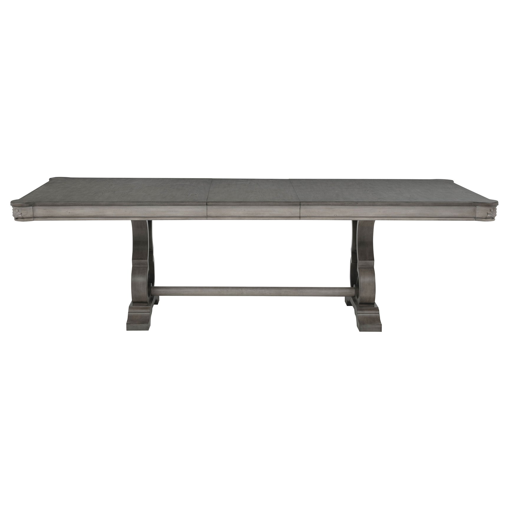 Cresswell Weathered Taupe 104-inch Double Pedestal Extension Dining Table - Ornate Home