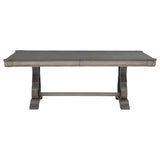 Cresswell Weathered Taupe 104-inch Double Pedestal Extension Dining Table - Ornate Home