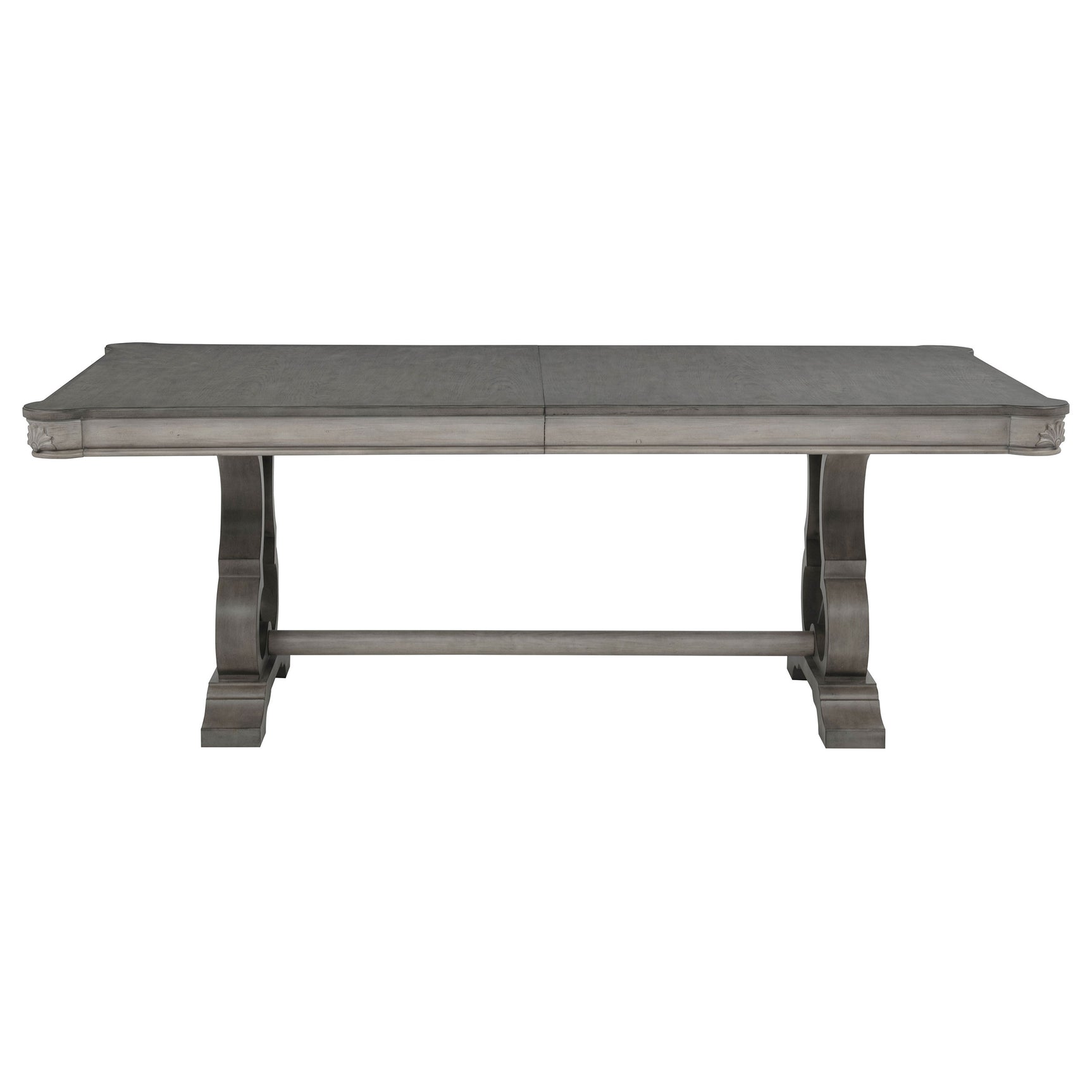 Cresswell Weathered Taupe 104-inch Double Pedestal Extension Dining Table - Ornate Home