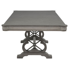Cresswell Weathered Taupe 104-inch Double Pedestal Extension Dining Table - Ornate Home