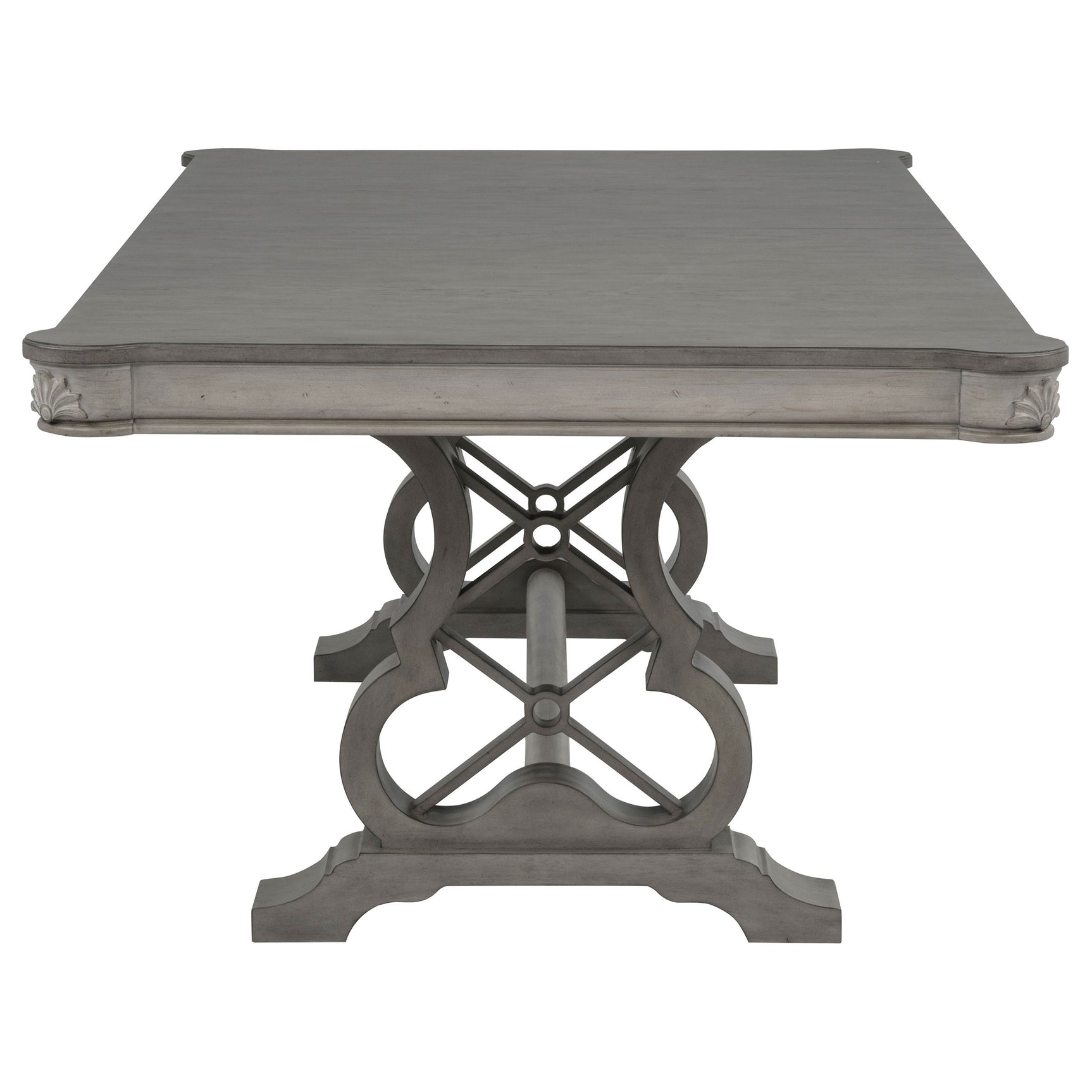 Cresswell Weathered Taupe 104-inch Double Pedestal Extension Dining Table - Ornate Home
