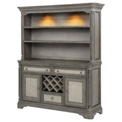 Cresswell Weathered Taupe 2-door 3-drawer Buffet And Hutch - Ornate Home