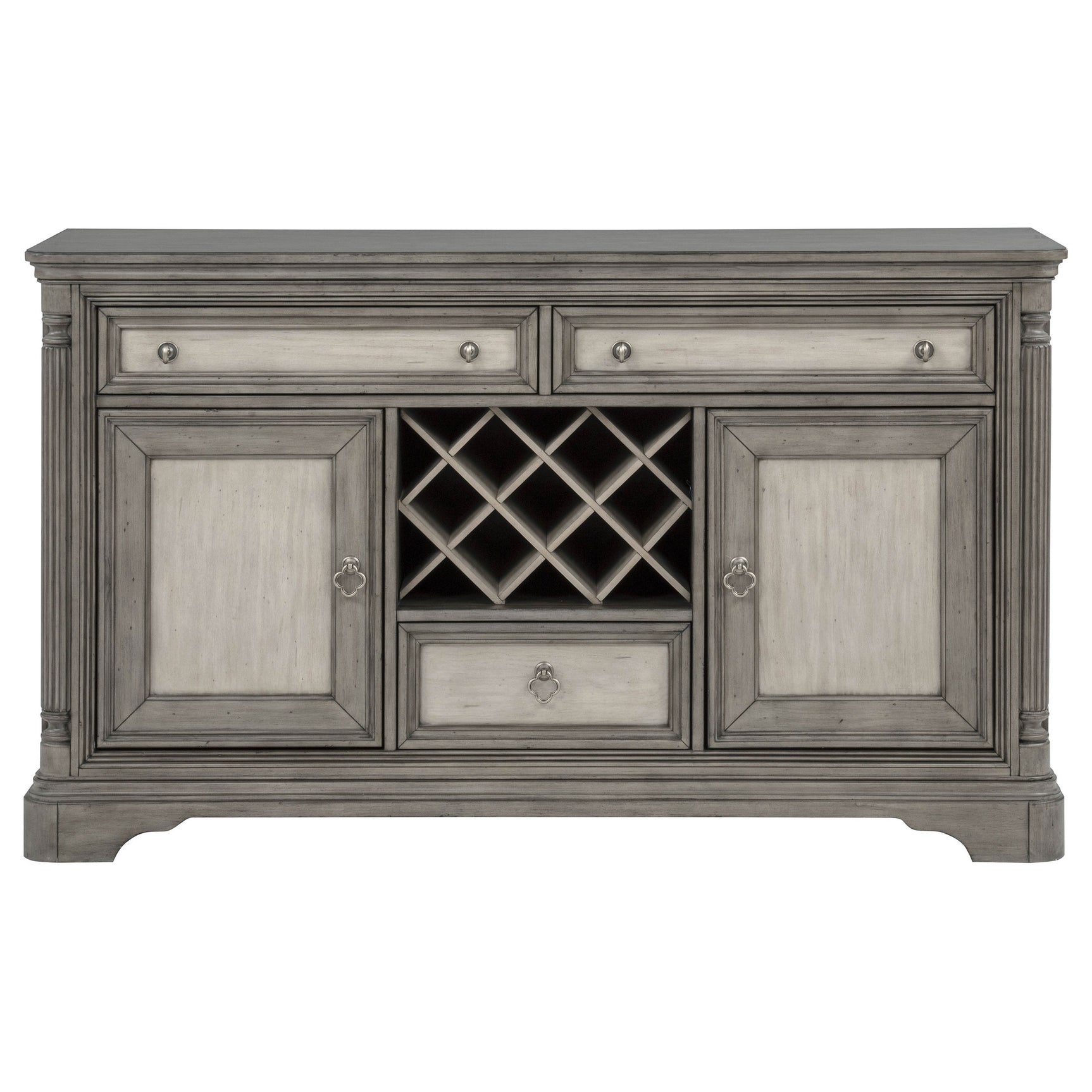 Cresswell Weathered Taupe 2-door 3-drawer Wine Storage Buffet - Ornate Home