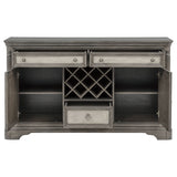 Cresswell Weathered Taupe 2-door 3-drawer Wine Storage Buffet - Ornate Home