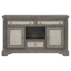 Cresswell Weathered Taupe 2-door 3-drawer Wine Storage Buffet - Ornate Home