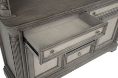 Cresswell Weathered Taupe 2-door 3-drawer Wine Storage Buffet - Ornate Home