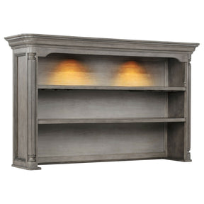 Cresswell Weathered Taupe 2-tier Touch Light Hutch Display Cabinet - Ornate Home