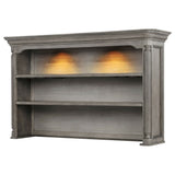 Cresswell Weathered Taupe 2-tier Touch Light Hutch Display Cabinet - Ornate Home