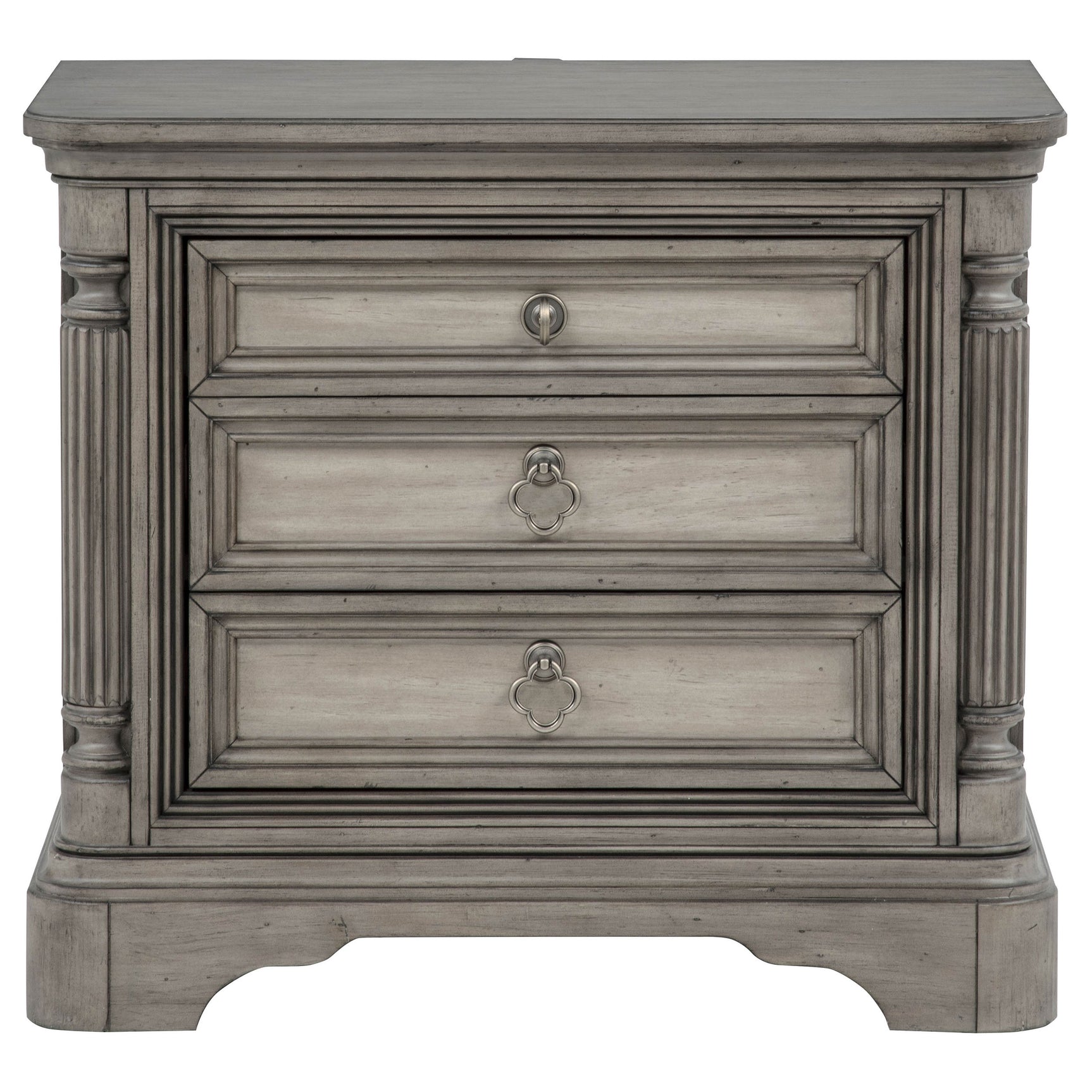 Cresswell Weathered Taupe 3-drawer Nightstand Bedside Table - Ornate Home