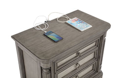 Cresswell Weathered Taupe 3-drawer Nightstand Bedside Table - Ornate Home