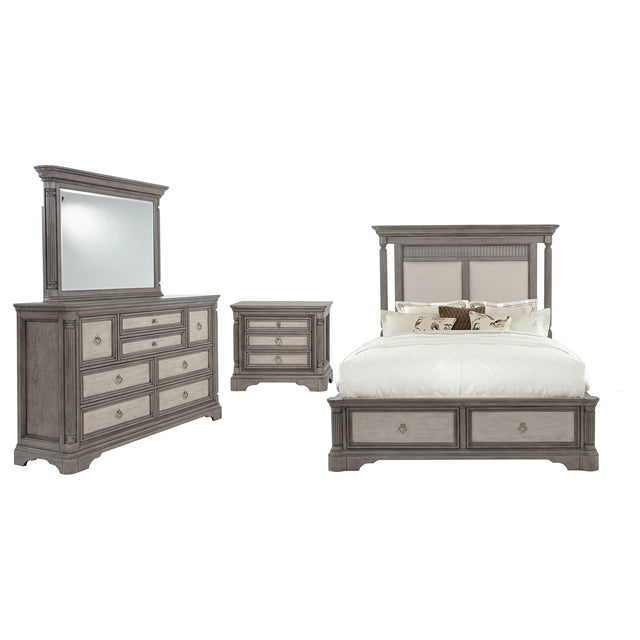 Cresswell Weathered Taupe 4-Piece Eastern King Storage Bedroom Set - Ornate Home