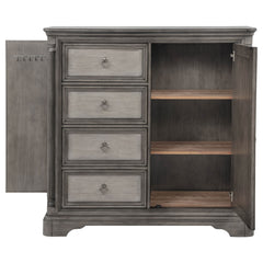 Cresswell Weathered Taupe 4-drawer Door Chest With Hidden Storage - Ornate Home