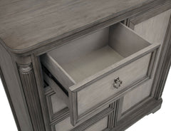 Cresswell Weathered Taupe 4-drawer Door Chest With Hidden Storage - Ornate Home
