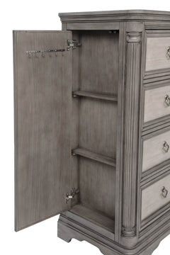 Cresswell Weathered Taupe 4-drawer Door Chest With Hidden Storage - Ornate Home