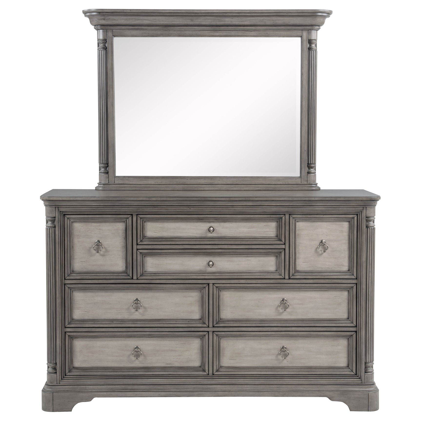 Cresswell Weathered Taupe 8-drawer Dresser With Mirror - Ornate Home