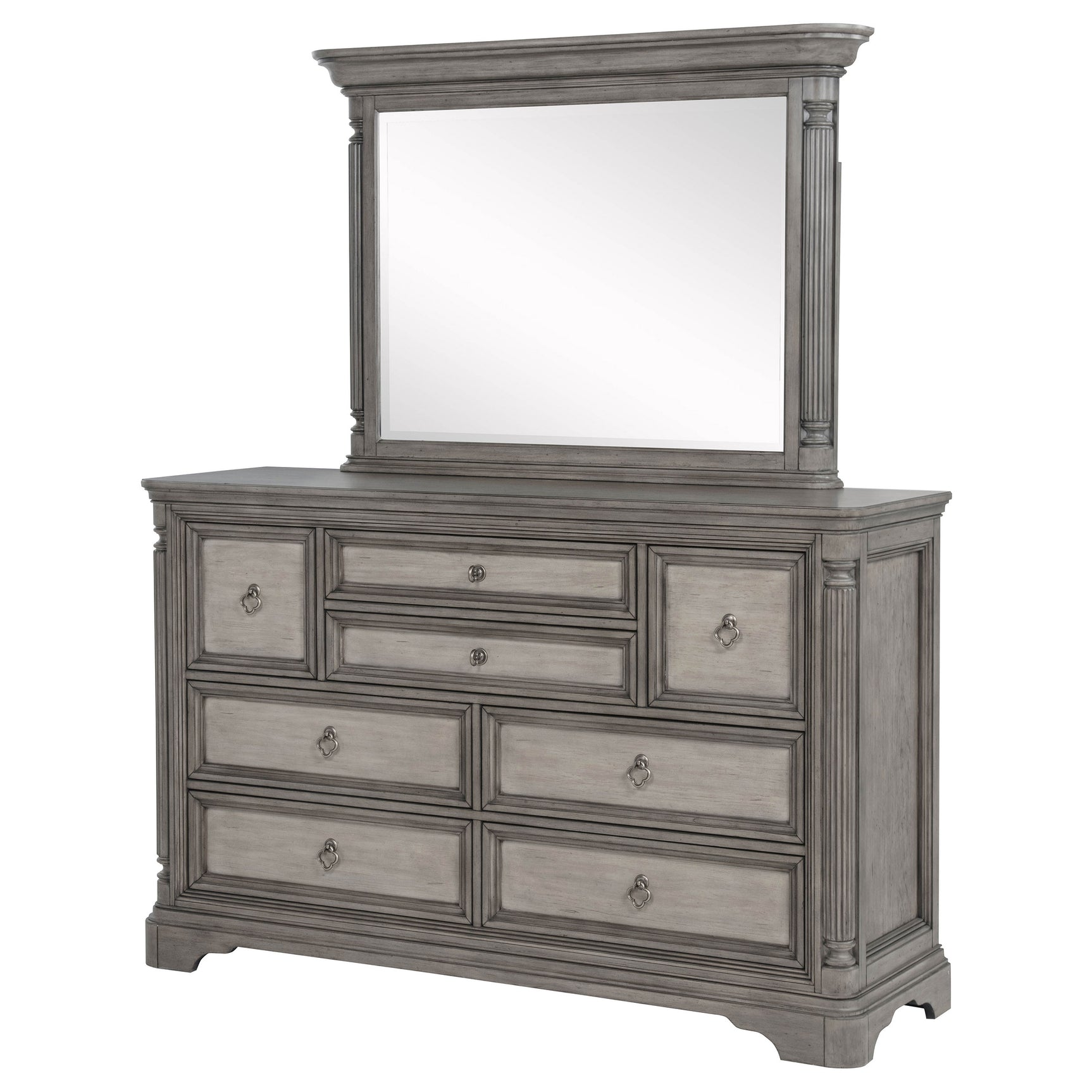 Cresswell Weathered Taupe 8-drawer Dresser With Mirror - Ornate Home