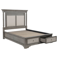 Cresswell Weathered Taupe Queen Upholstered Storage Platform Bed - Ornate Home