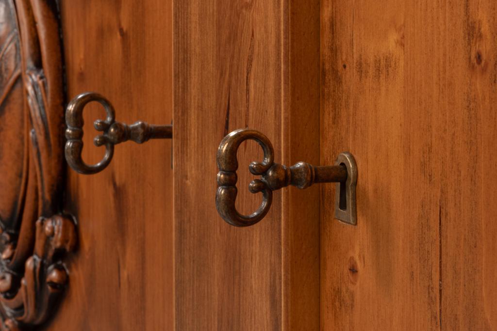Crested Brown Wall Cabinet - Ornate Home