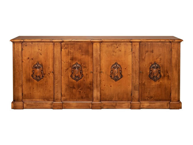 Crested Brown Wall Cabinet - Ornate Home