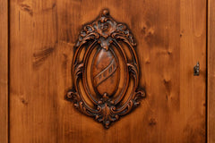 Crested Brown Wall Cabinet - Ornate Home